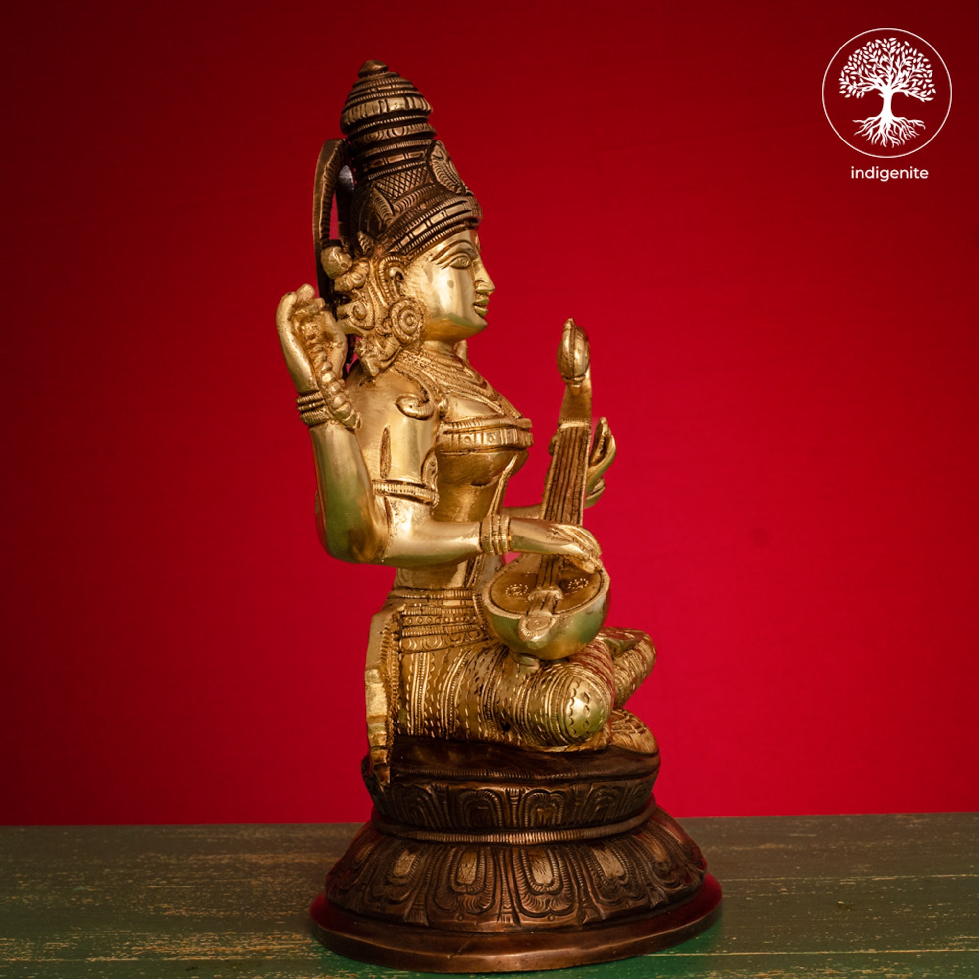 Goddess Saraswati Idol - Brass Statue