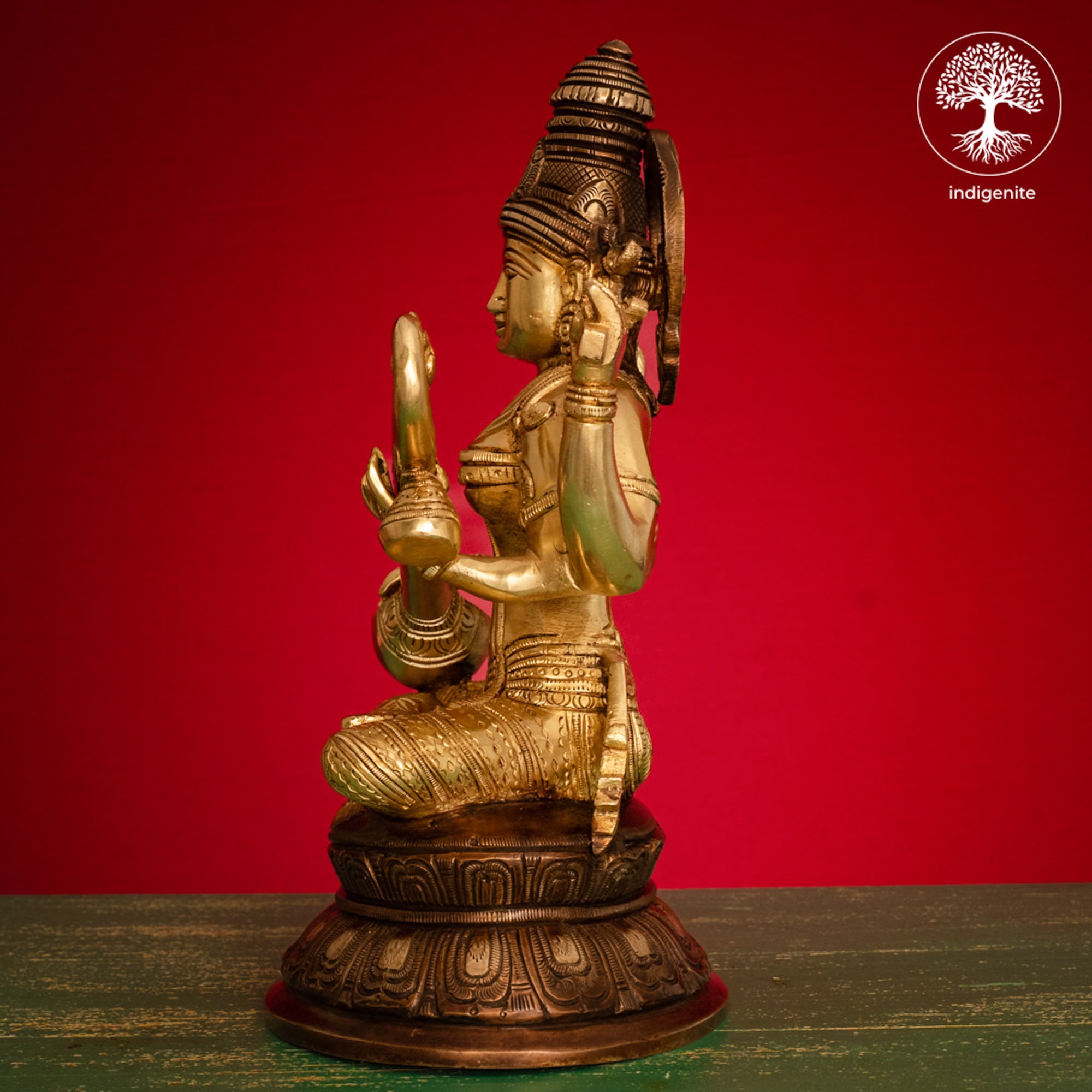 Goddess Saraswati Idol - Brass Statue