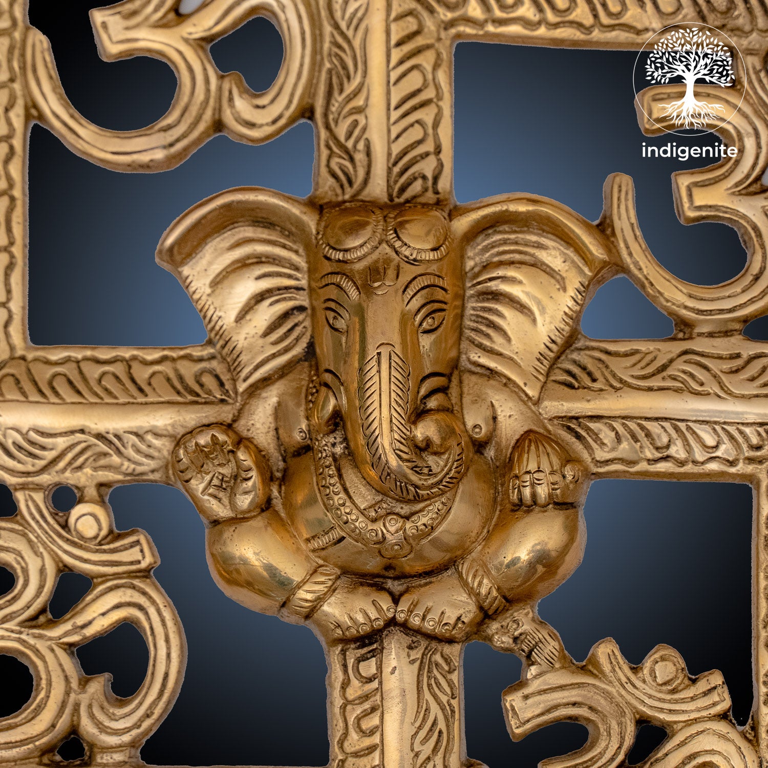 Handcarved Ganesh Swastik Hanging - Brass Decorative