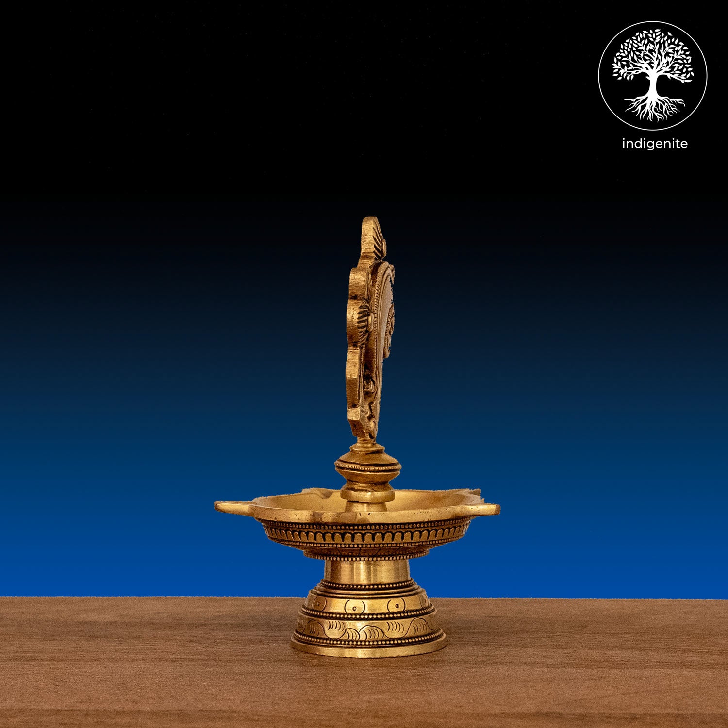 Handcarved Shankh Diya - Brass Lamp