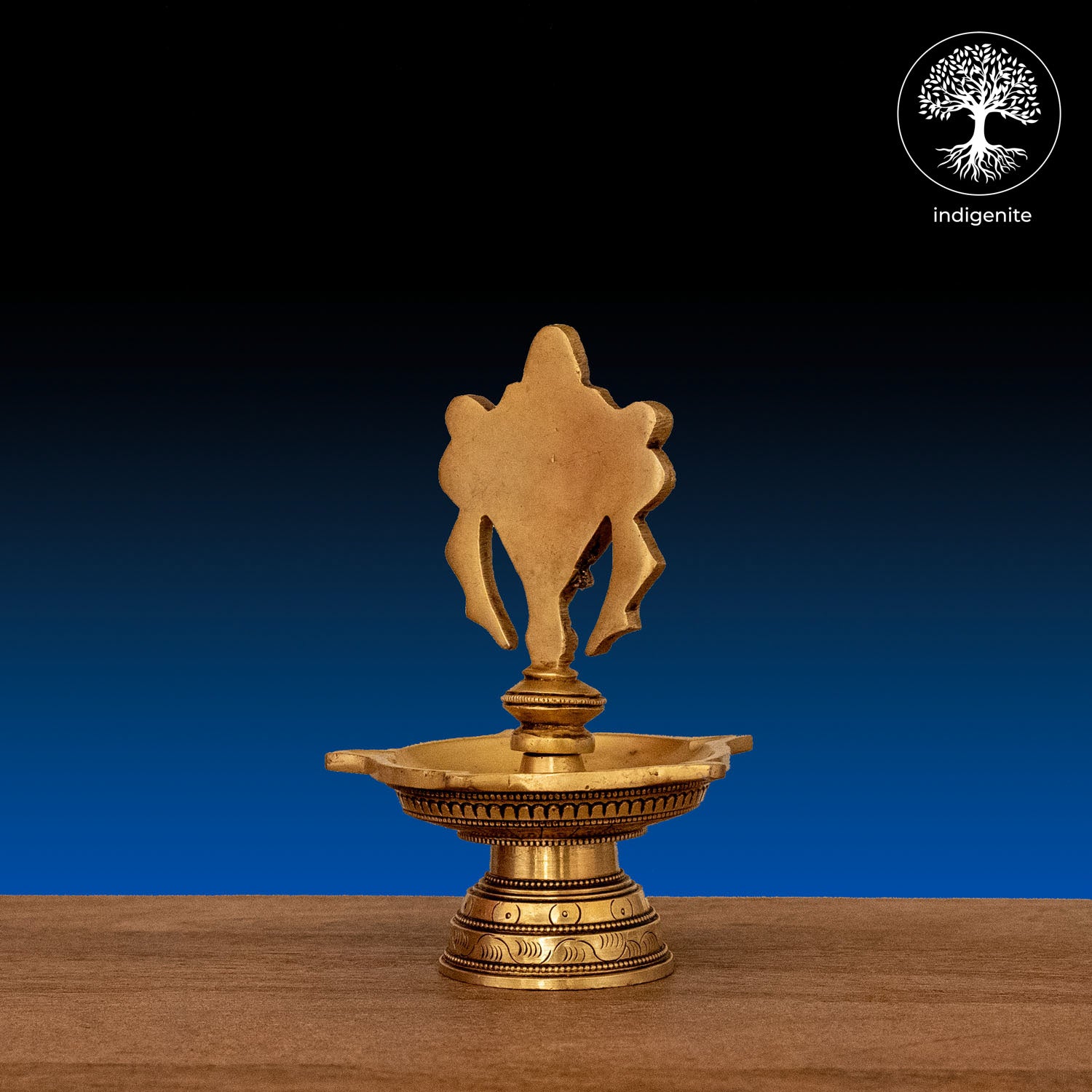 Handcarved Shankh Diya - Brass Lamp