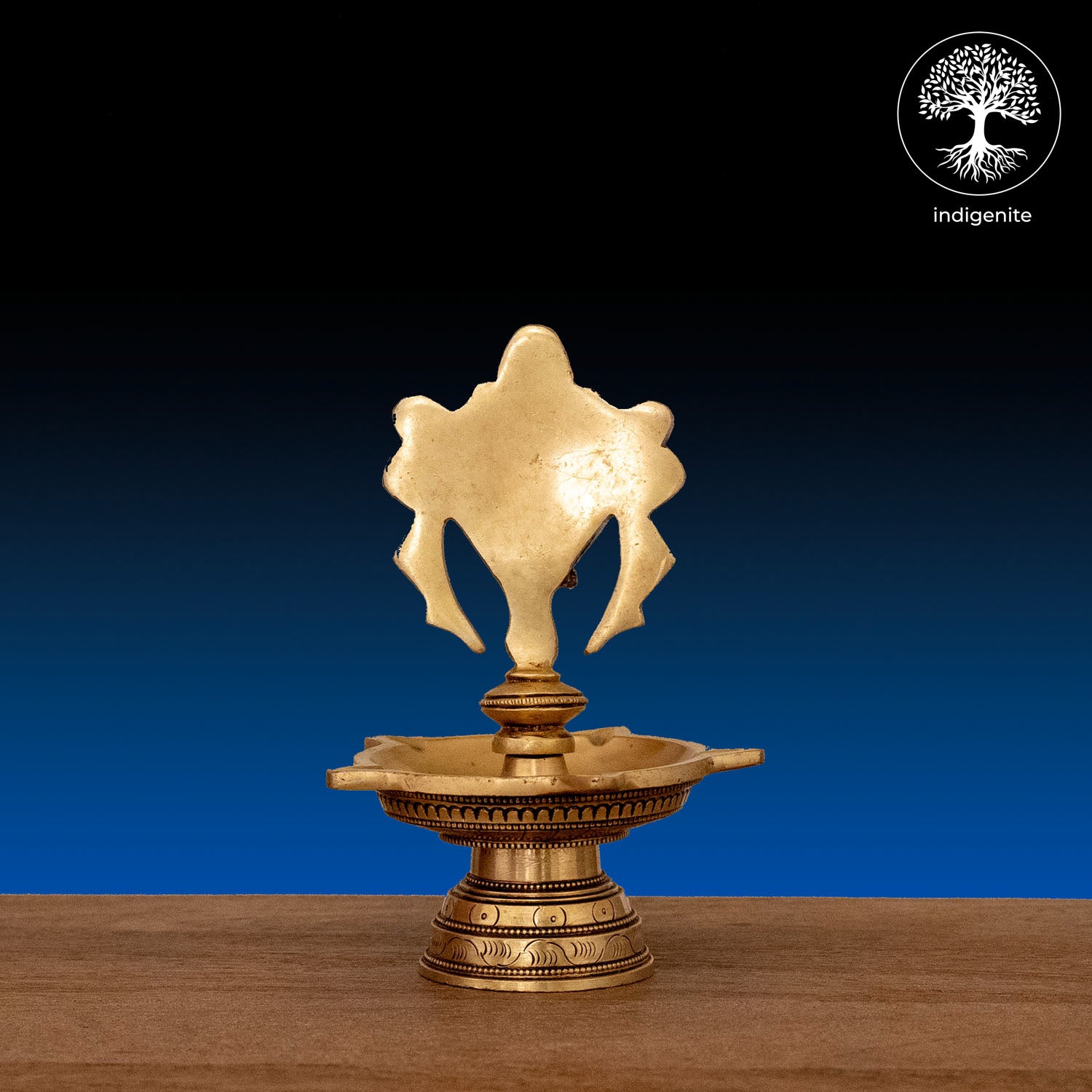 Handcarved Shankh Diya - Brass Lamp