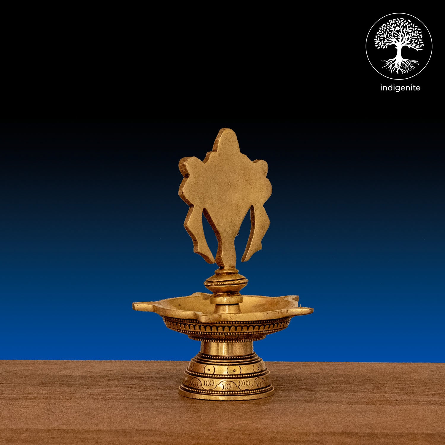 Handcarved Shankh Diya - Brass Lamp