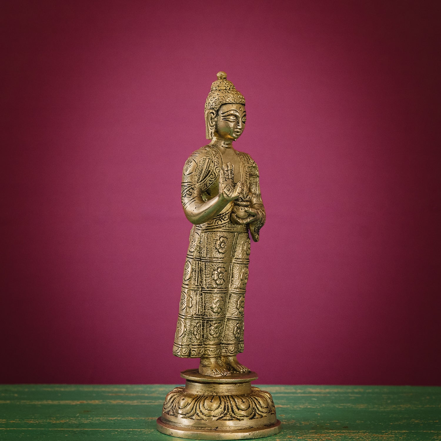 Lord Buddha Standing in Abhaya Mudra - Brass Statue