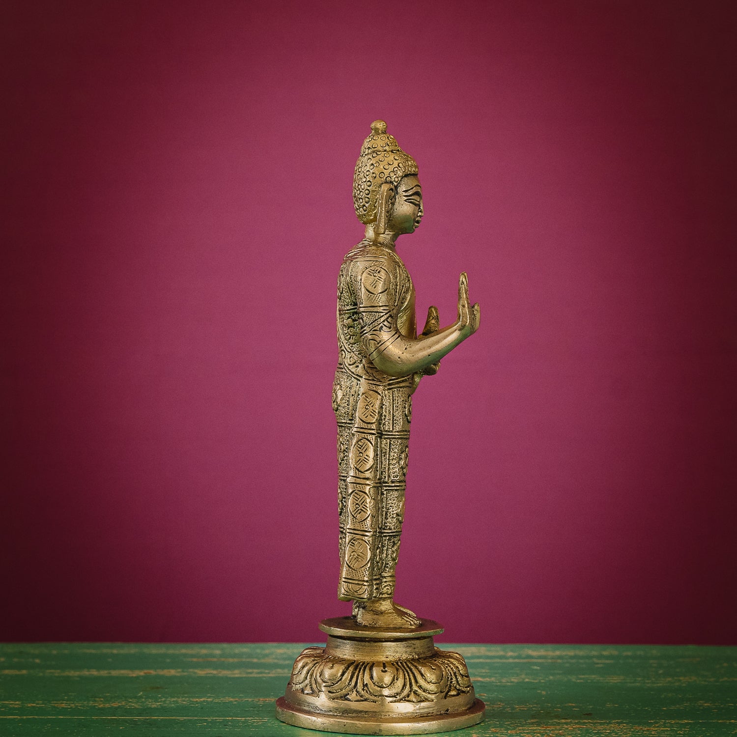 Lord Buddha Standing in Abhaya Mudra - Brass Statue