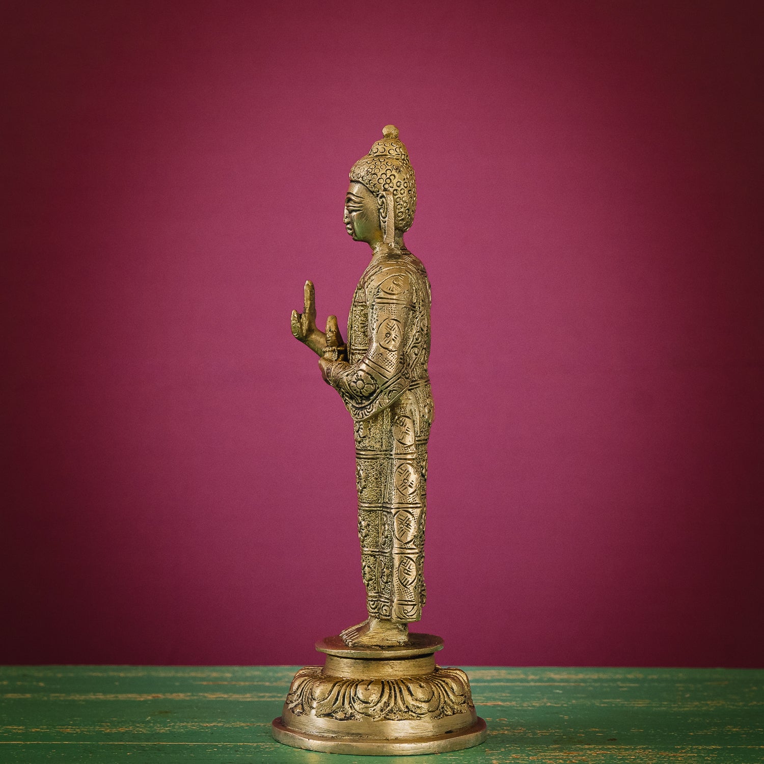 Lord Buddha Standing in Abhaya Mudra - Brass Statue