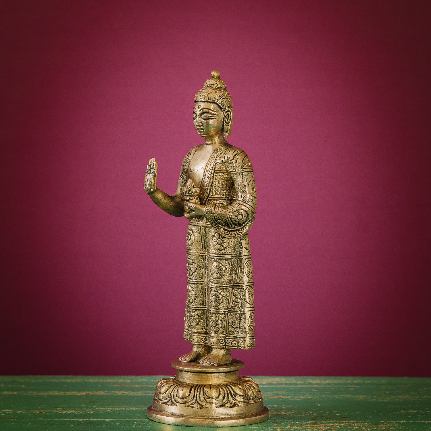 Lord Buddha Standing in Abhaya Mudra - Brass Statue