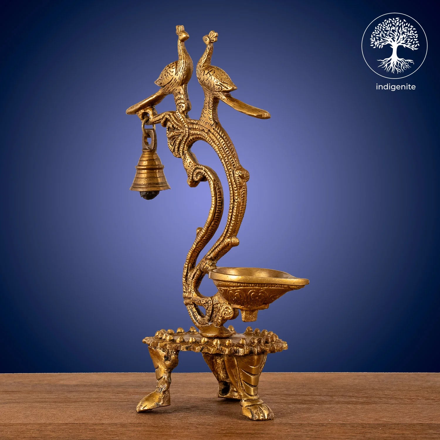 Peacock with Bell Diya - Brass Decorative