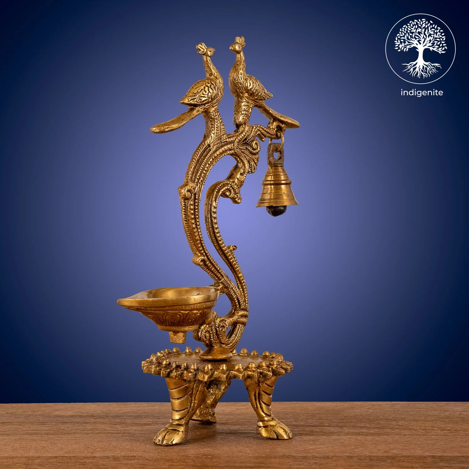 Peacock with Bell Diya - Brass Decorative