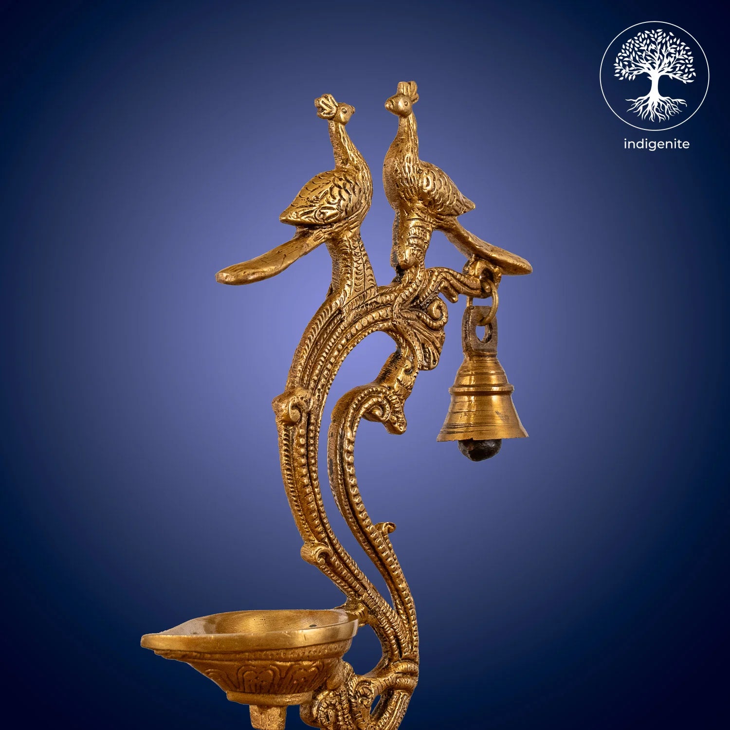 Peacock with Bell Diya - Brass Decorative