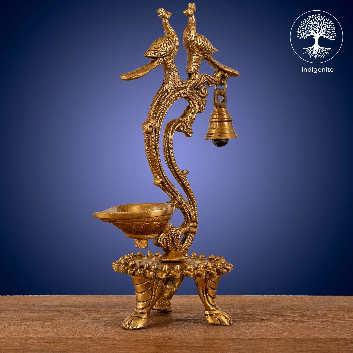 Peacock with Bell Diya - Brass Decorative