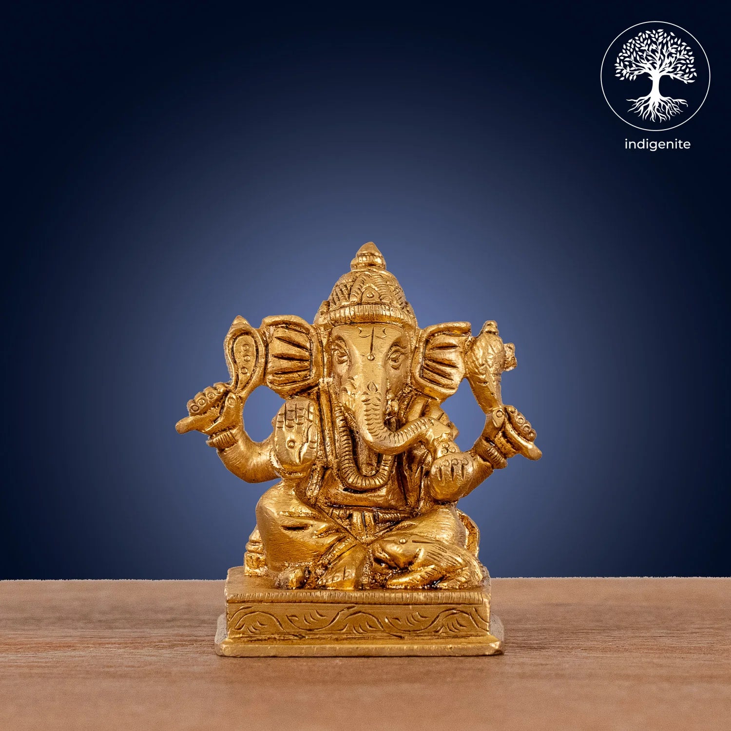 Lord Ganesh with Base - Brass Statue