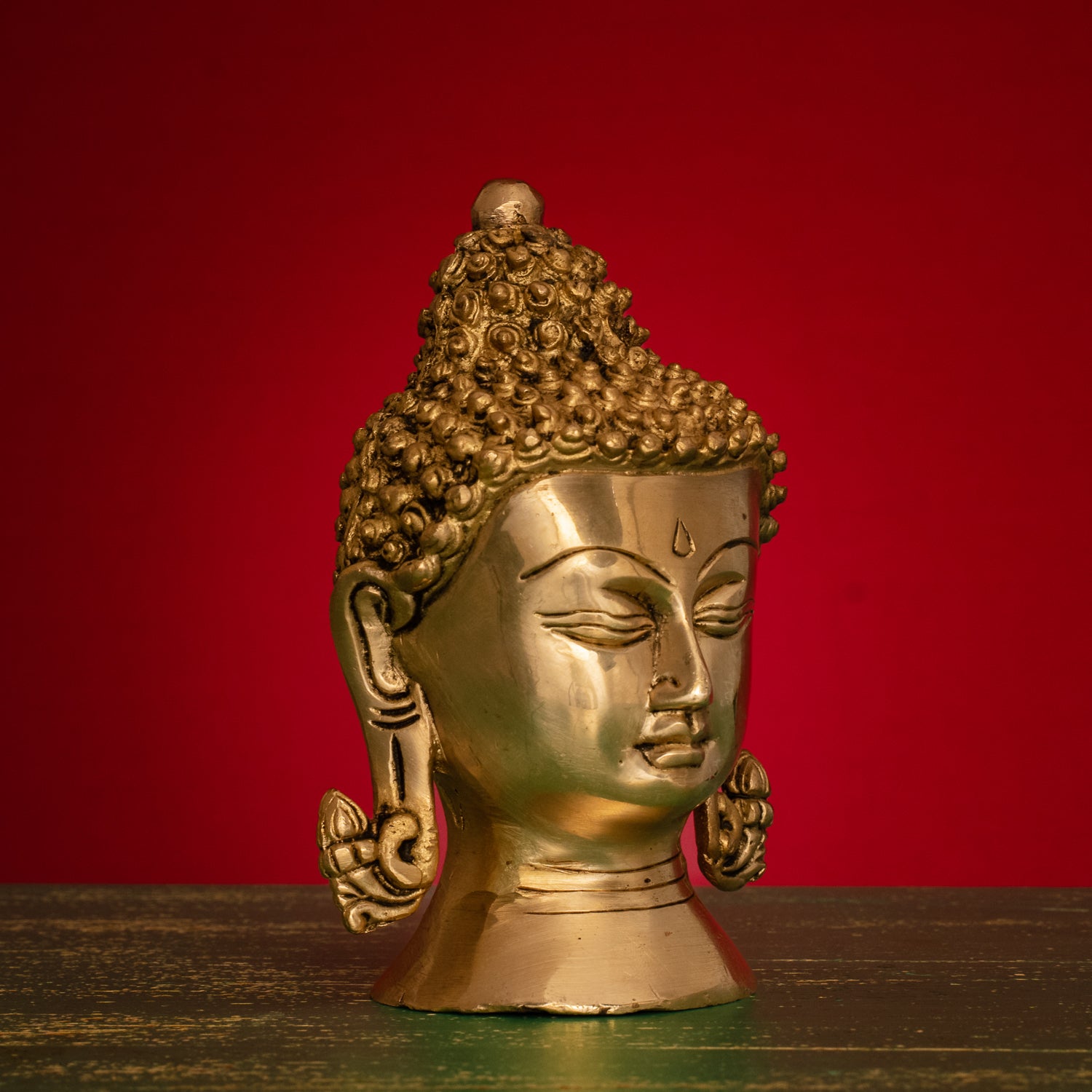 Lord Buddha Head - Brass Statue | 5.5 Inch