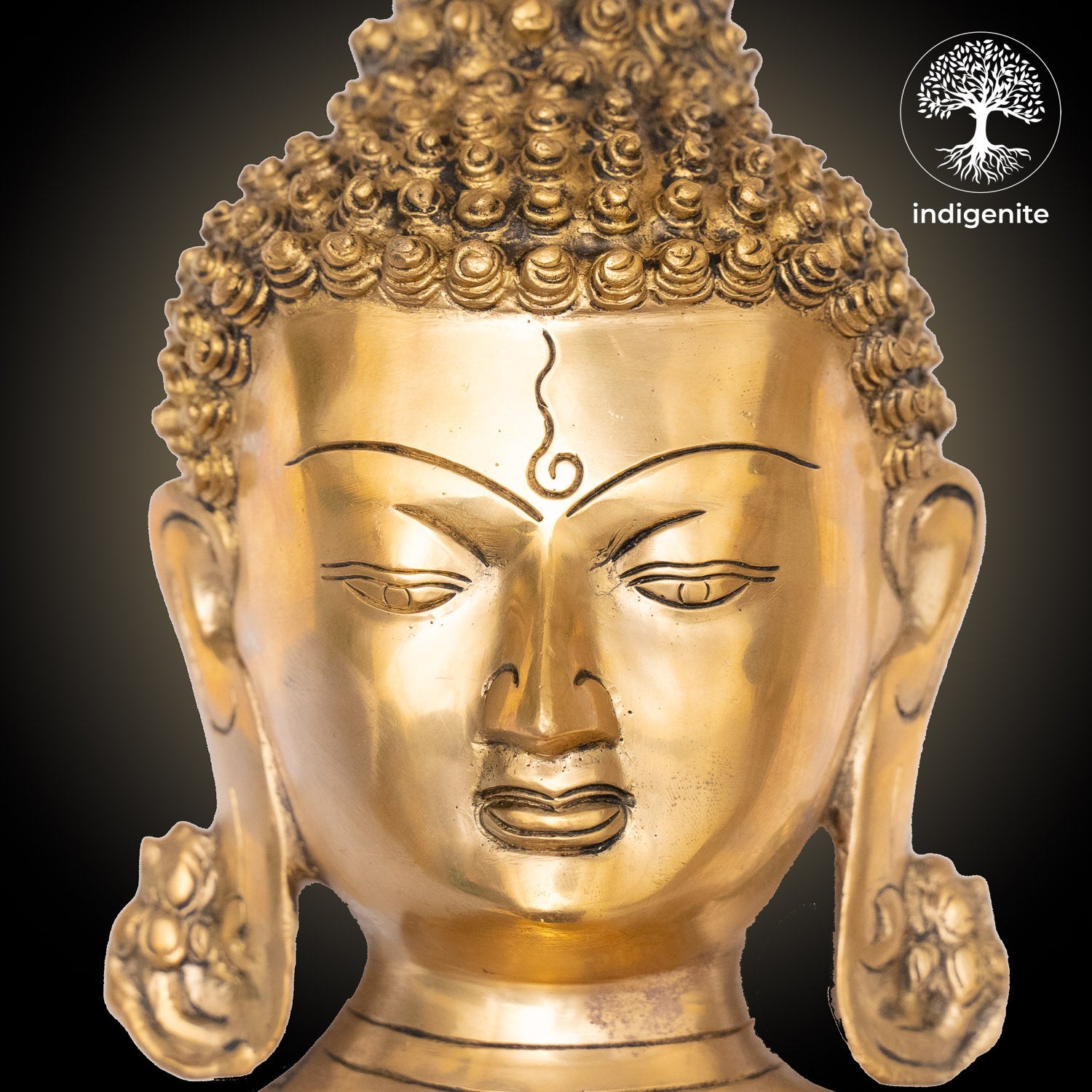 Lord Buddha Head - Brass Statue | 8 Inch