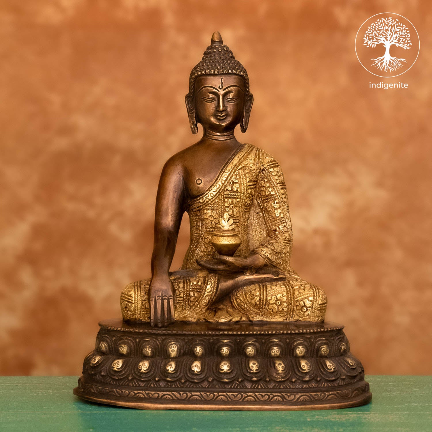 Lord Buddha Idol Sitting in Varada Mudra - Brass Statue
