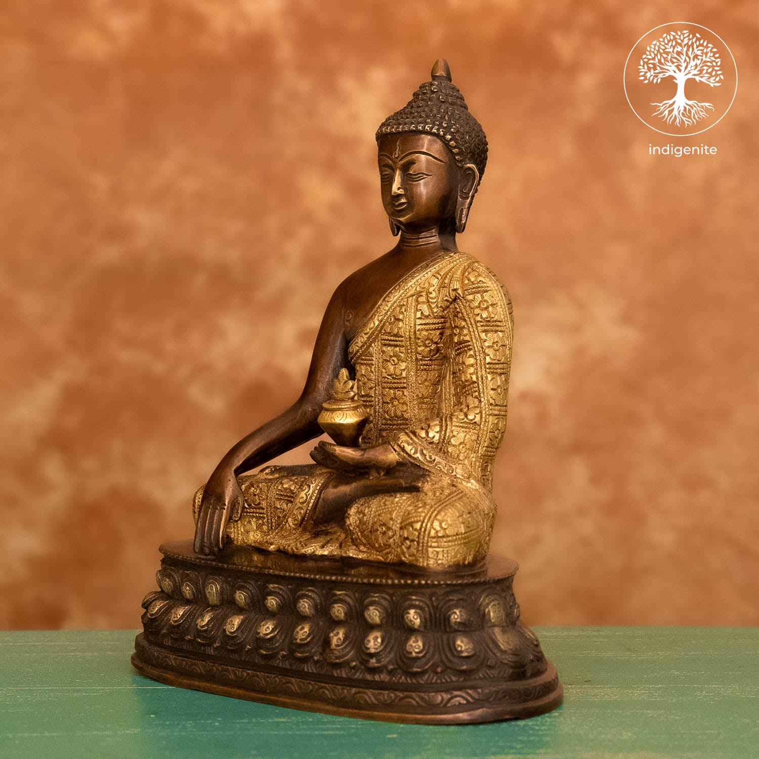 Lord Buddha Idol Sitting in Varada Mudra - Brass Statue