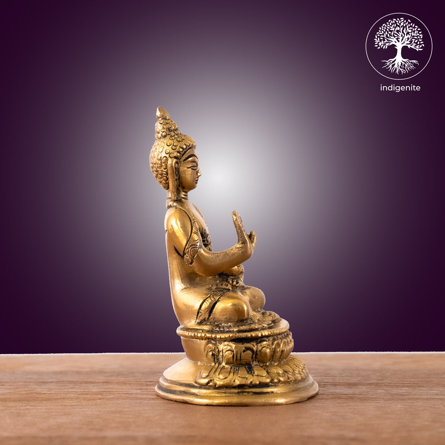 Lord Buddha Sitting In Abhaya Mudra with Base - Brass Statue