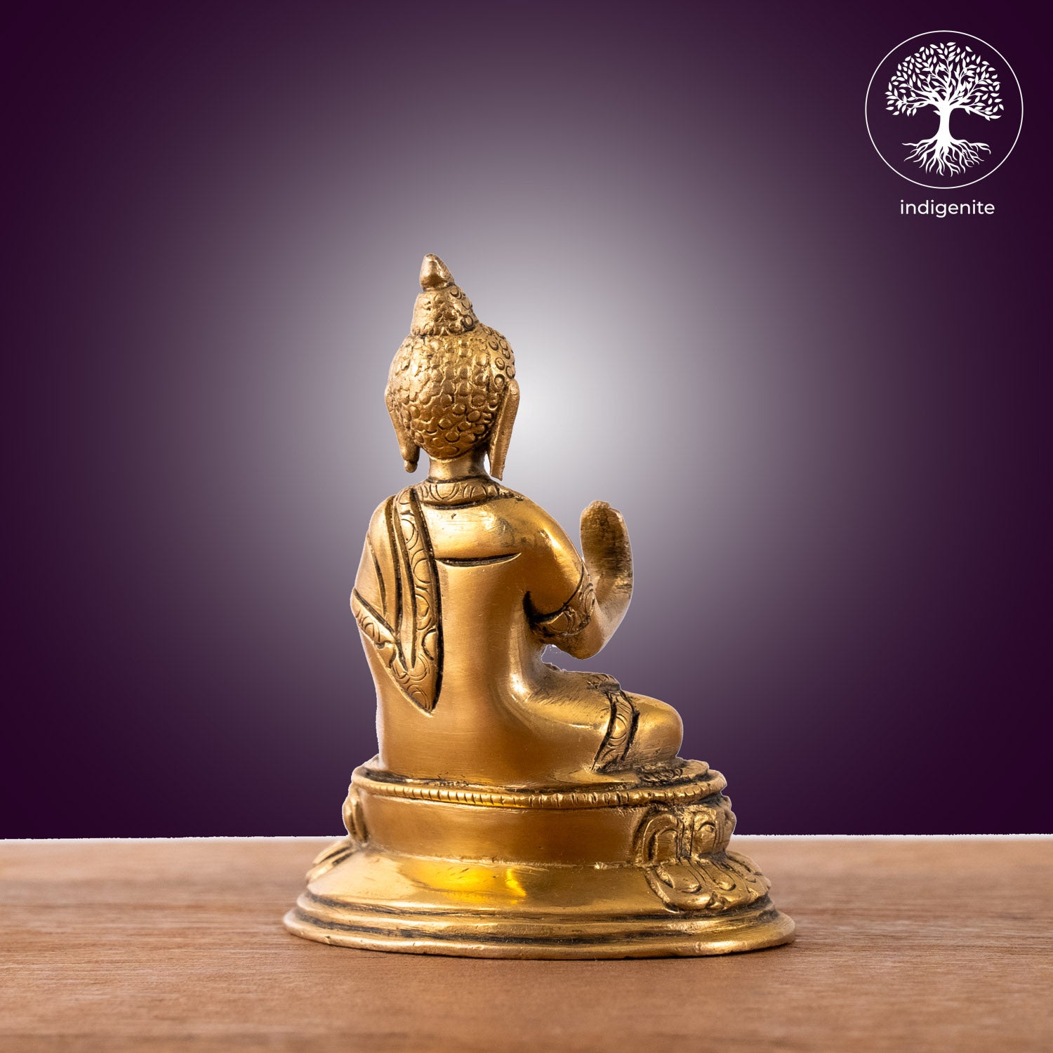 Lord Buddha Sitting In Abhaya Mudra with Base - Brass Statue