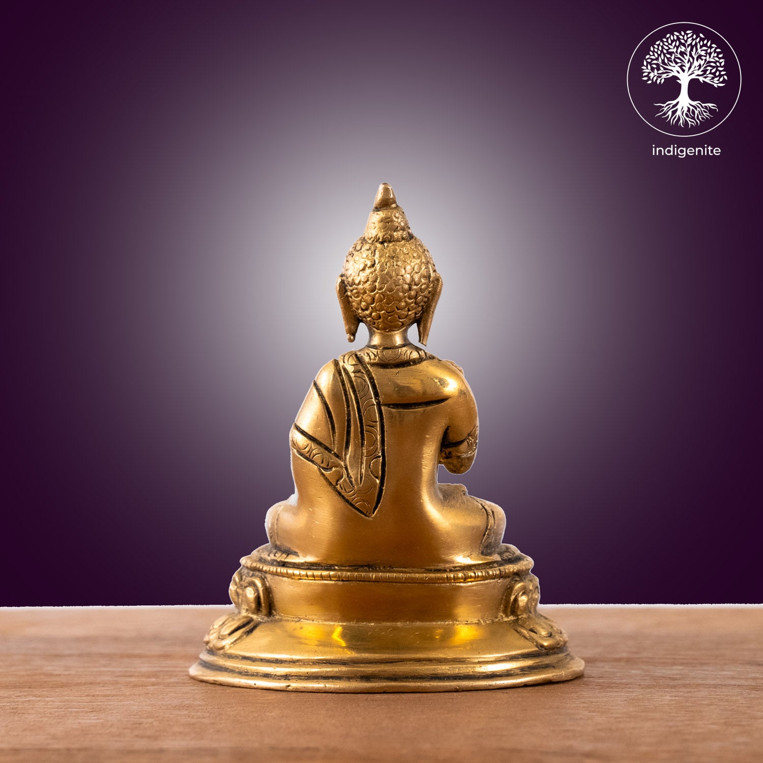 Lord Buddha Sitting In Abhaya Mudra with Base - Brass Statue