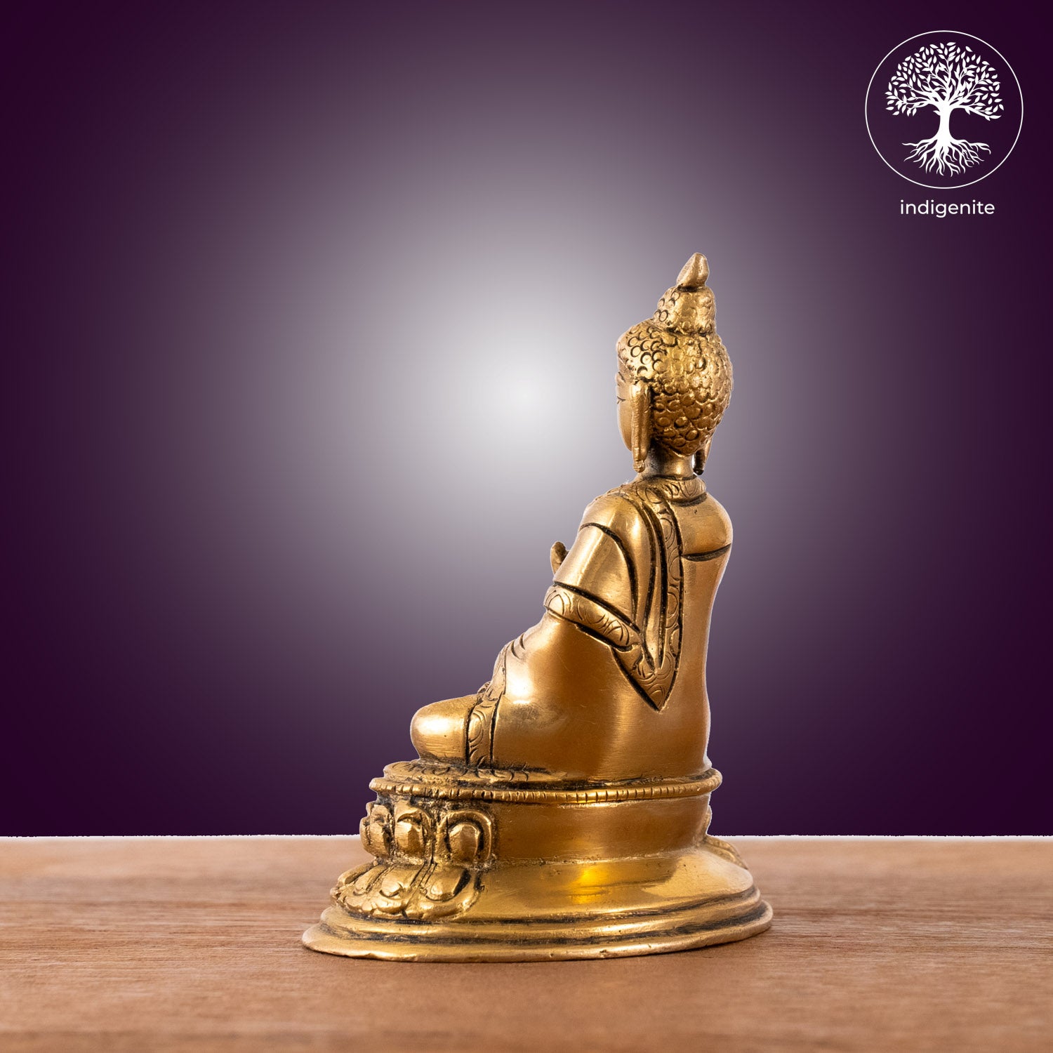 Lord Buddha Sitting In Abhaya Mudra with Base - Brass Statue