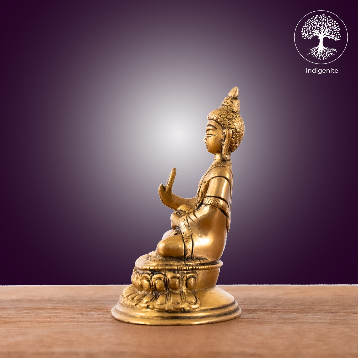 Lord Buddha Sitting In Abhaya Mudra with Base - Brass Statue