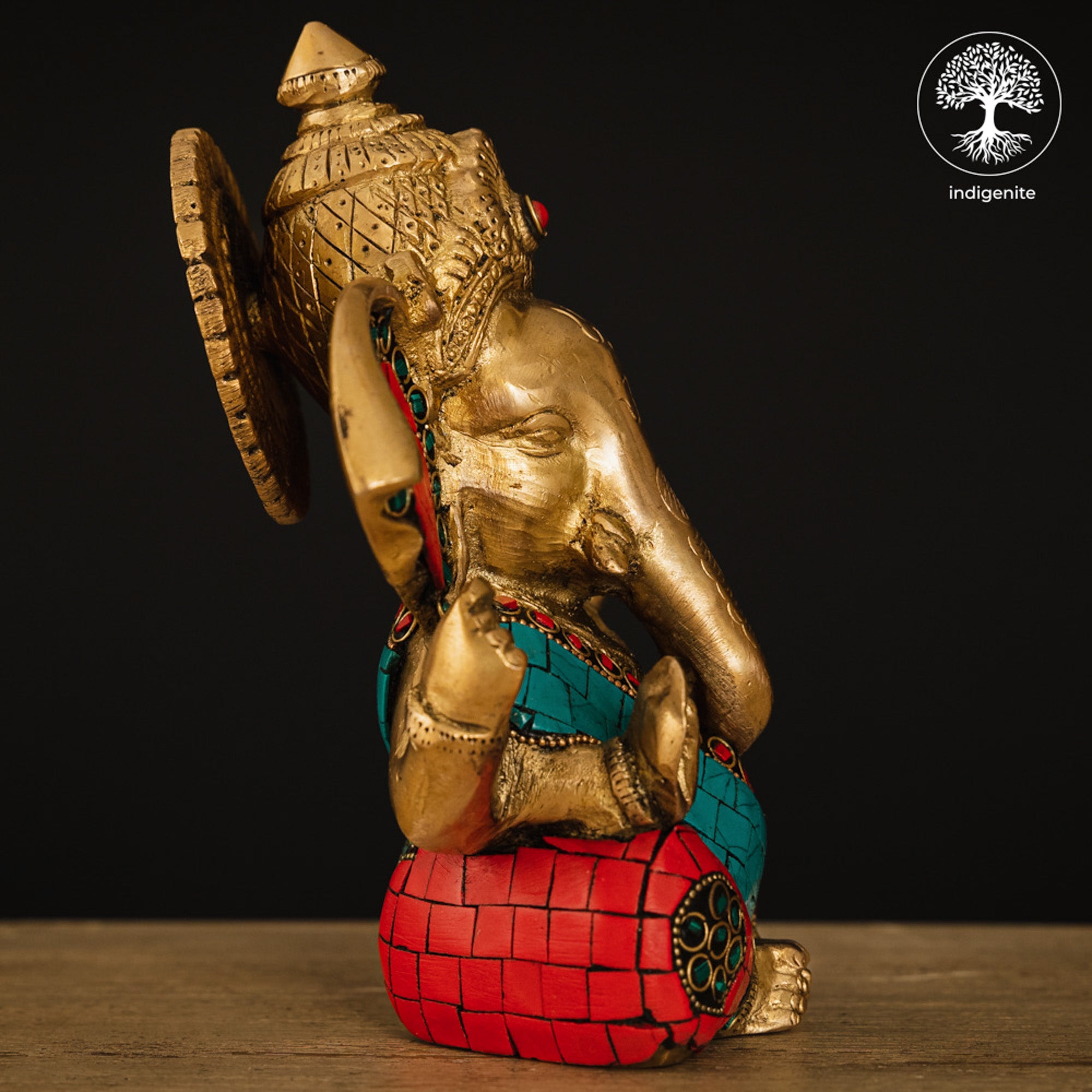 Lord Ganesh Idol - Brass Statue with Mosaic