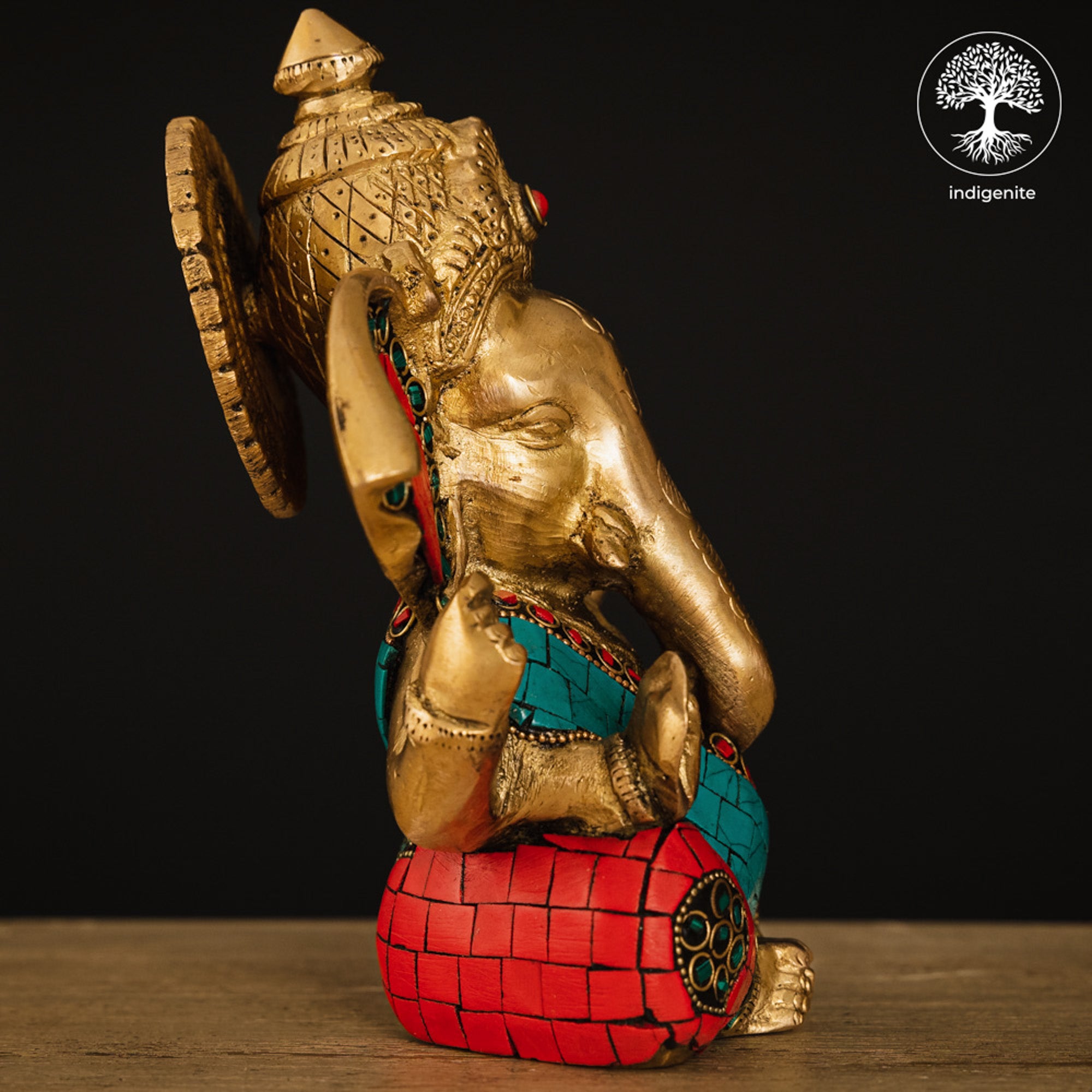 Lord Ganesh Idol - Brass Statue with Mosaic