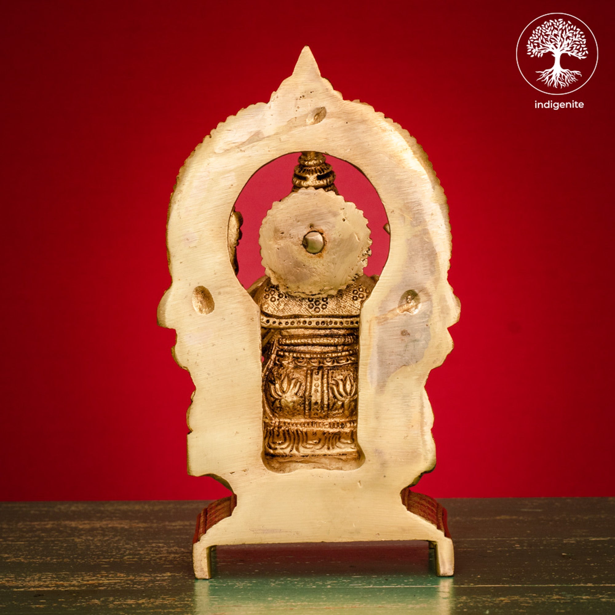 Lord Ganesh Idol Sitting on Singhasan - Brass Statue