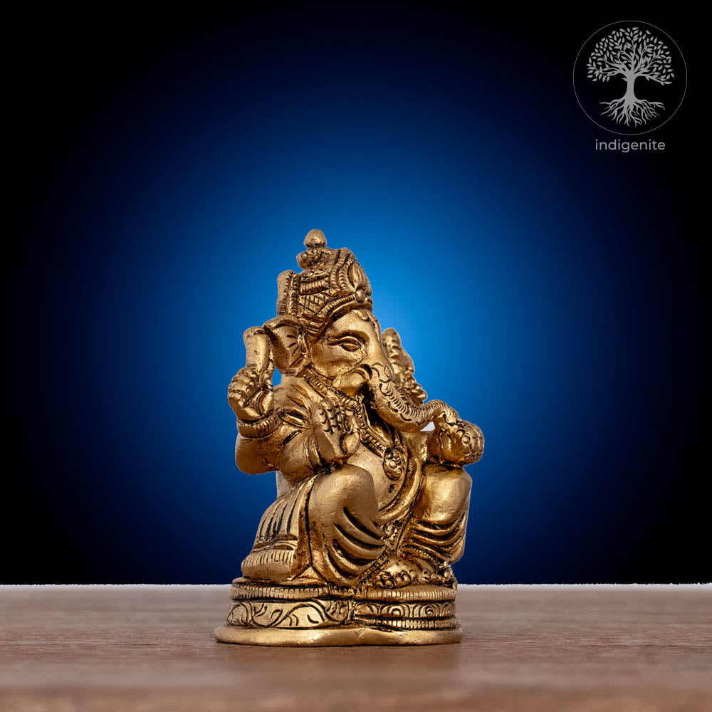 Lord Ganesh Idol | 3 Inch - Brass Statue