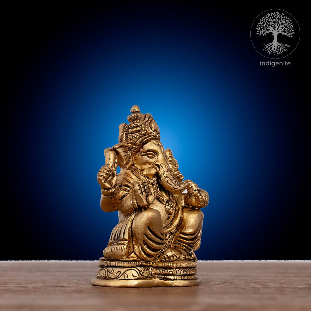 Lord Ganesh Idol | 3 Inch - Brass Statue