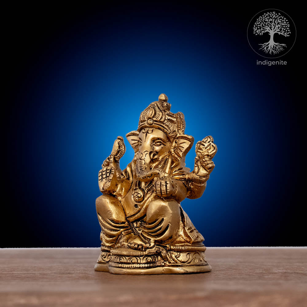 Lord Ganesh Idol | 3 Inch - Brass Statue