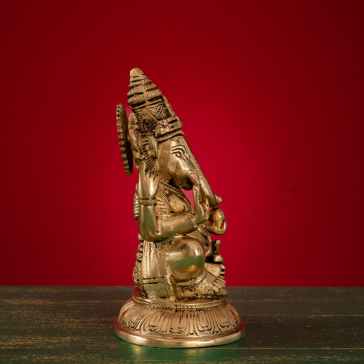 Lord Ganesh Idol with Base - Brass Statue