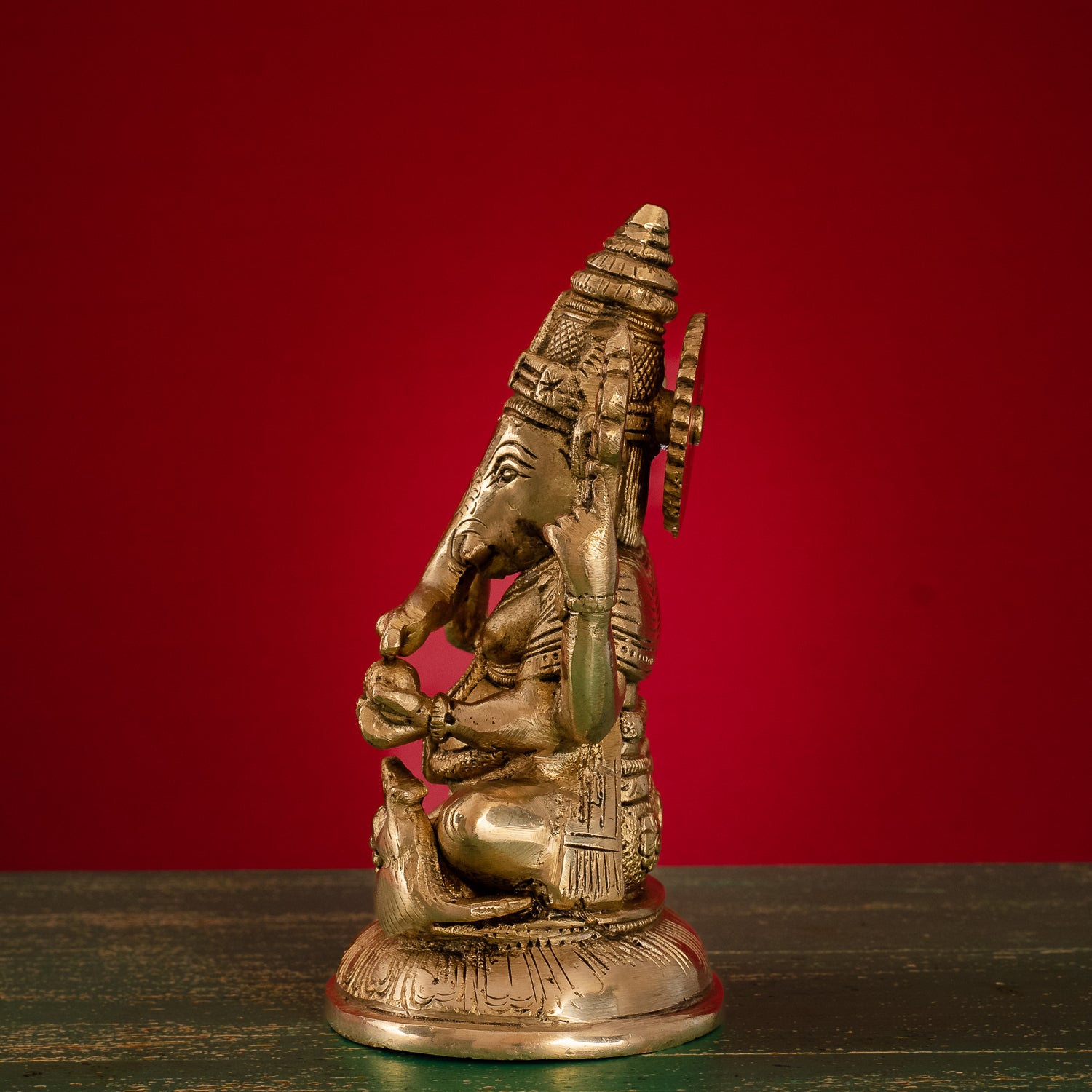 Lord Ganesh Idol with Base - Brass Statue