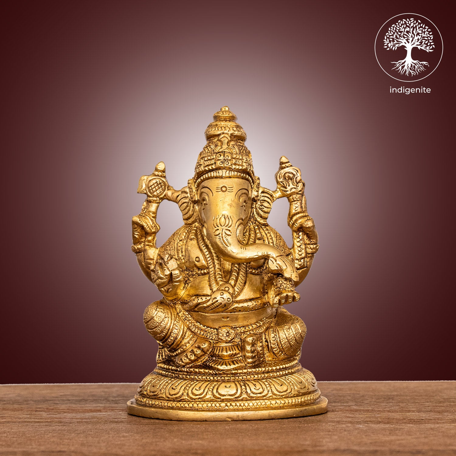Lord Ganesh Sitting - Brass Statue