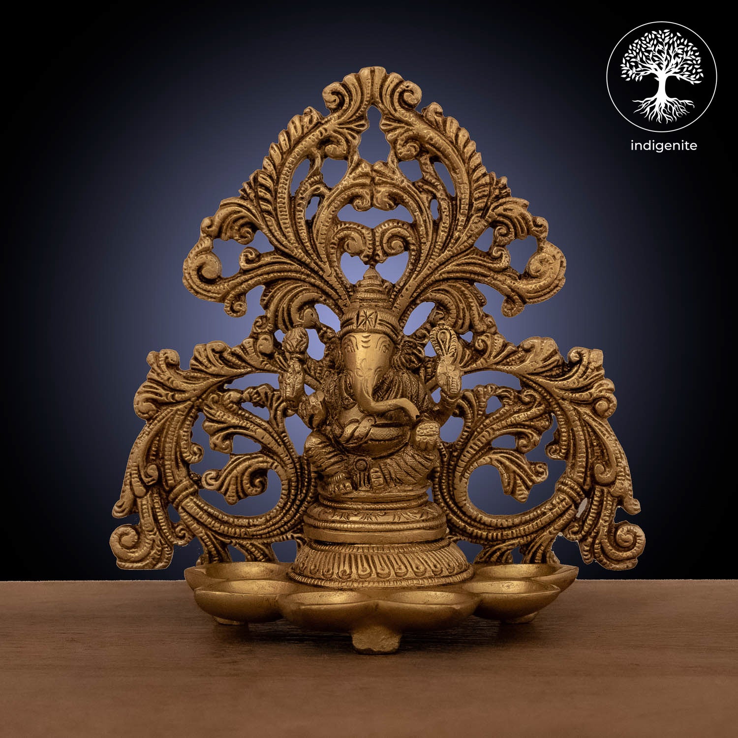 Lord Ganesh Sitting Diya Lamp - Brass Statue