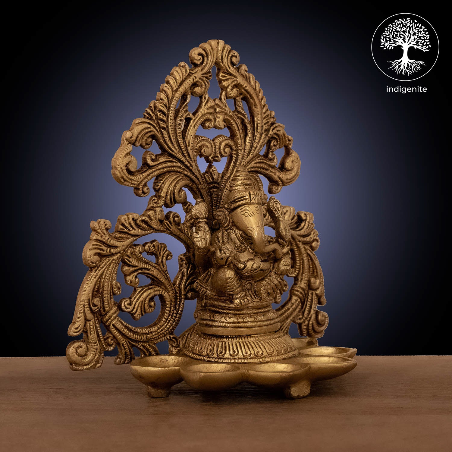 Lord Ganesh Sitting Diya Lamp - Brass Statue