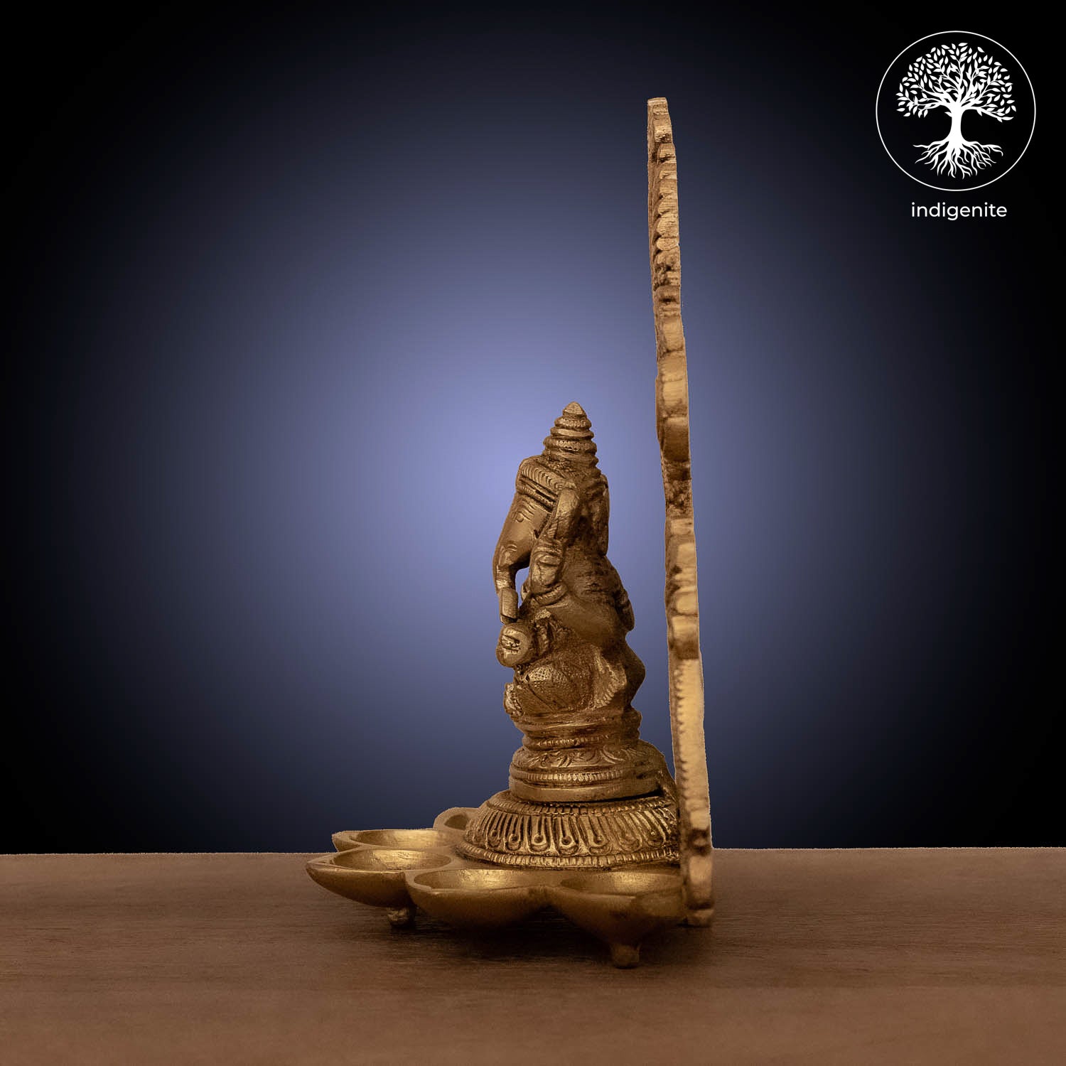 Lord Ganesh Sitting Diya Lamp - Brass Statue