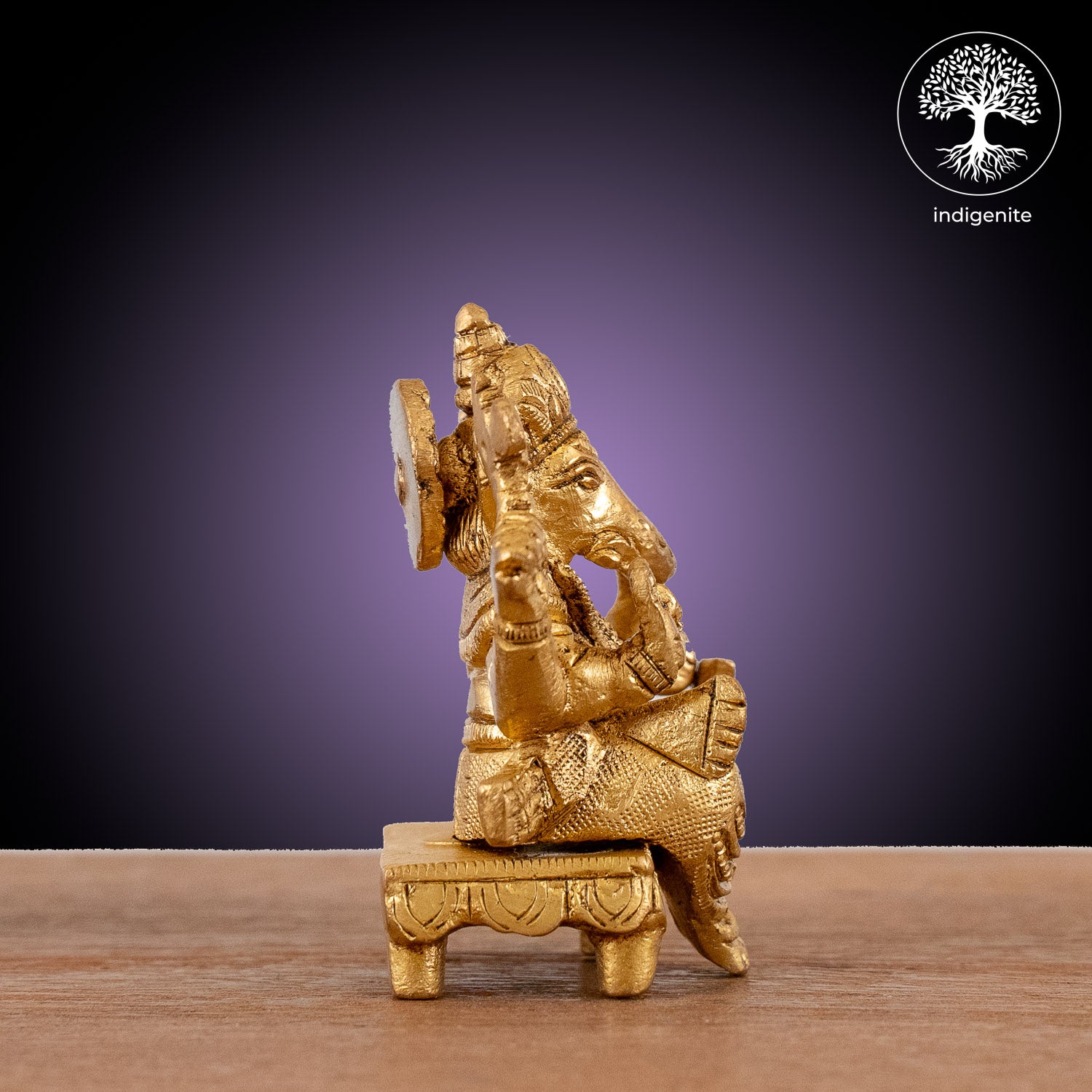 Lord Ganesh on Chowki - Brass Statue