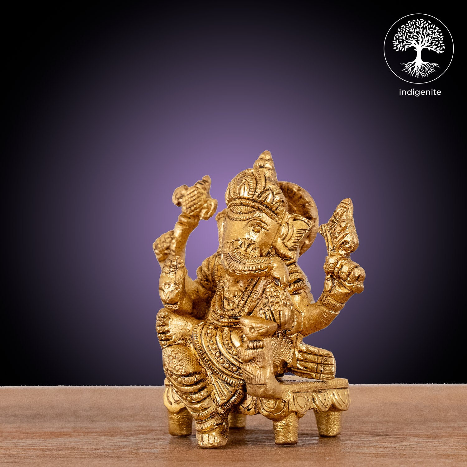 Lord Ganesh on Chowki - Brass Statue