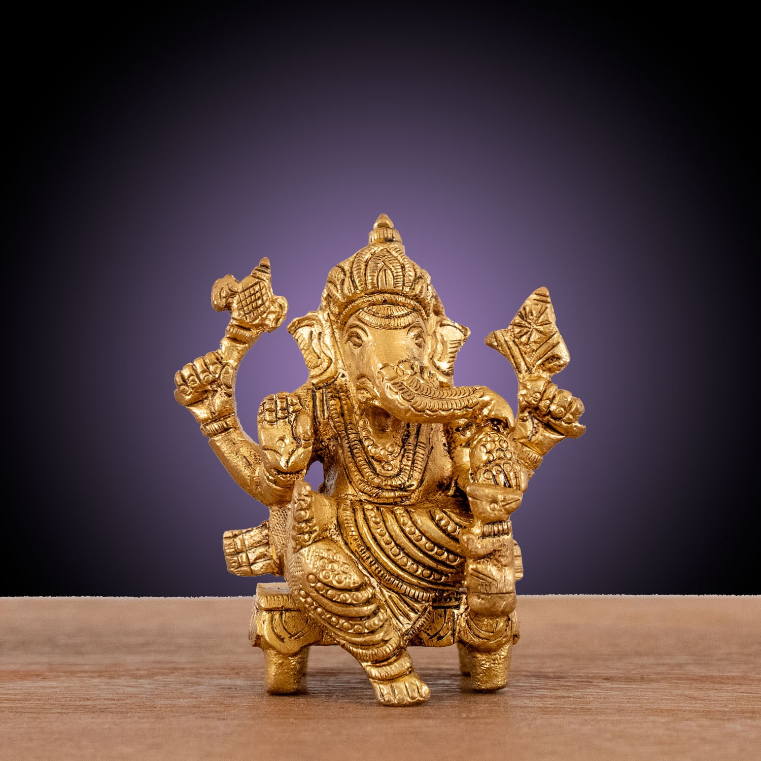 Lord Ganesh on Chowki - Brass Statue