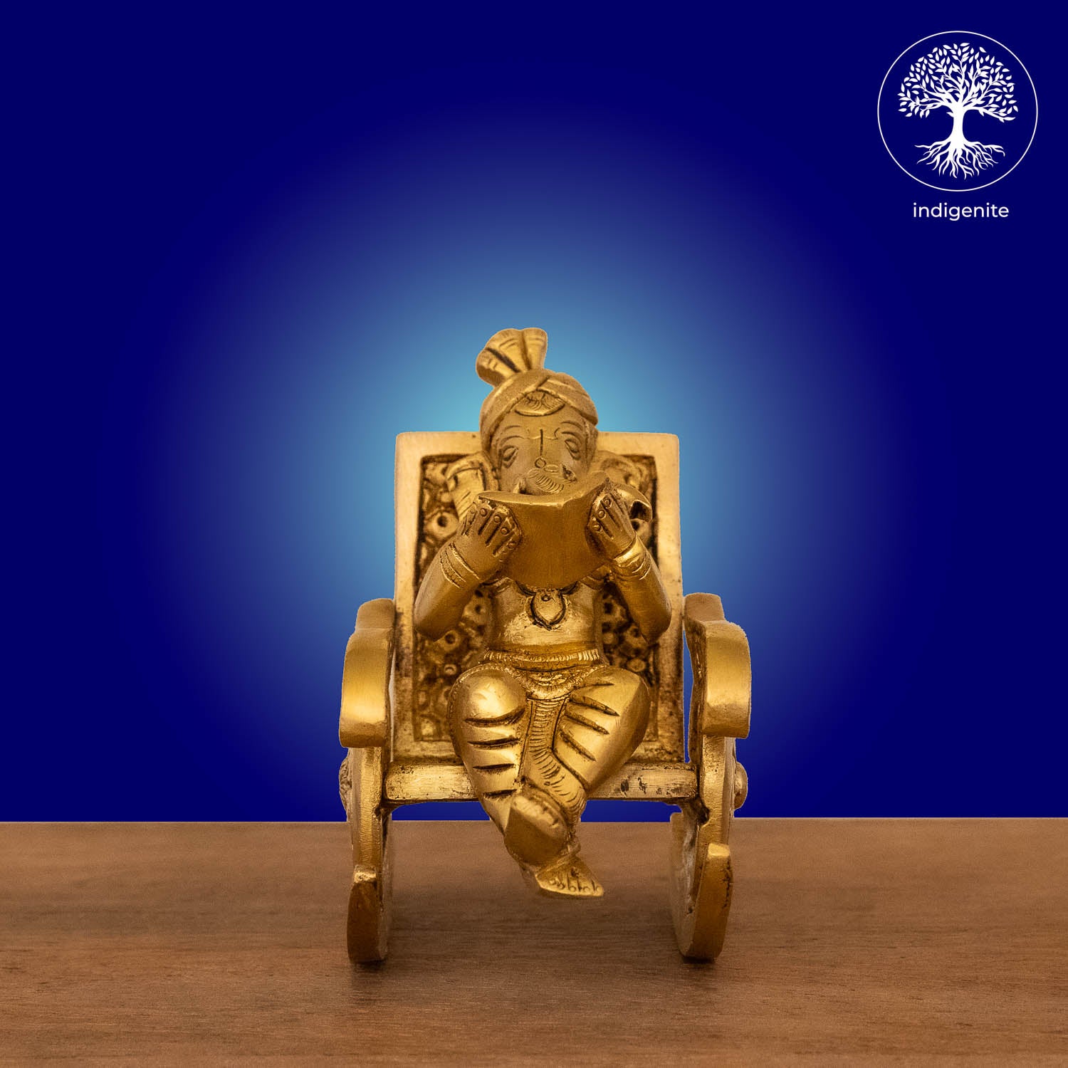 Lord Ganesh on Rocking Chair - Brass Statue
