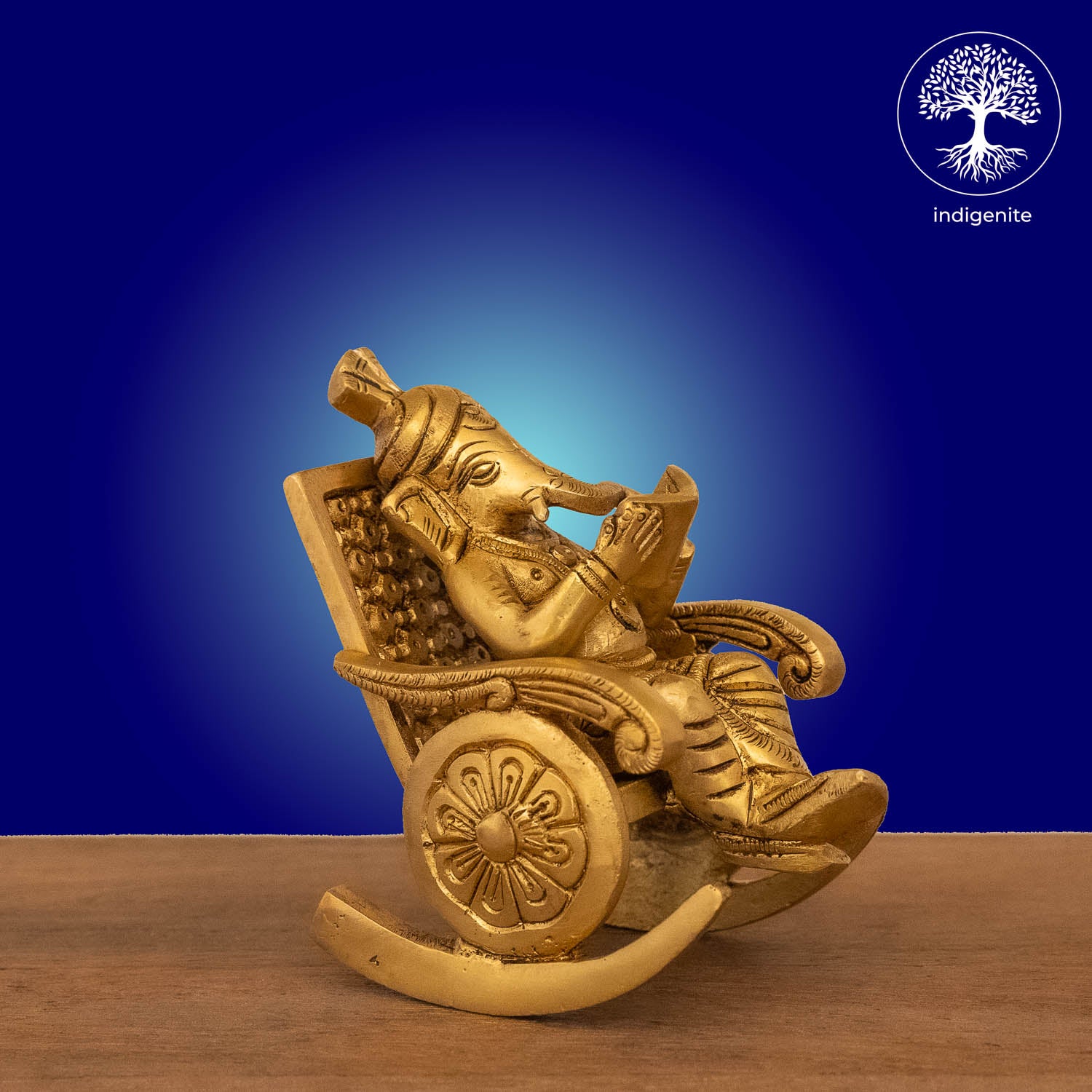 Lord Ganesh on Rocking Chair - Brass Statue