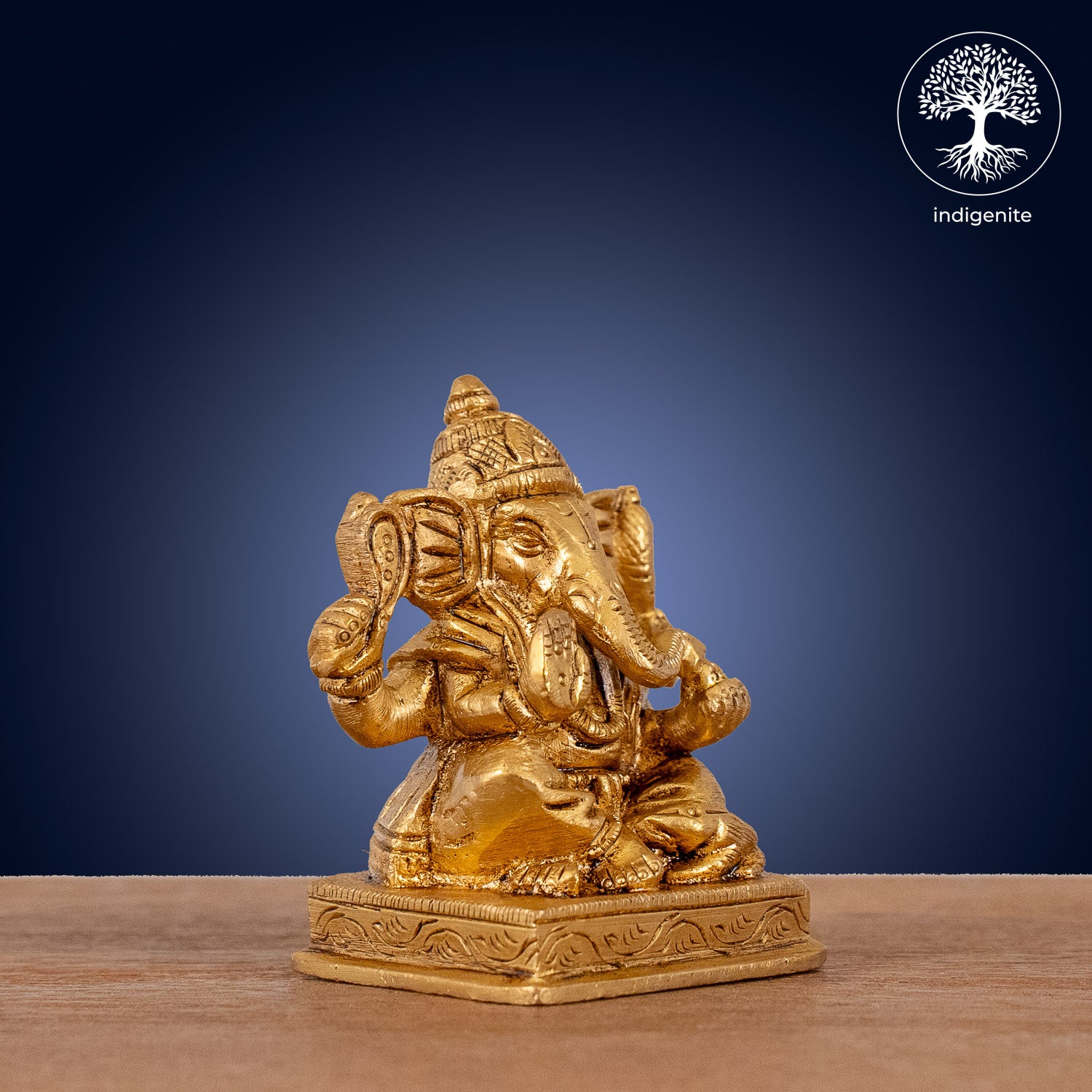 Lord Ganesh with Base - Brass Statue