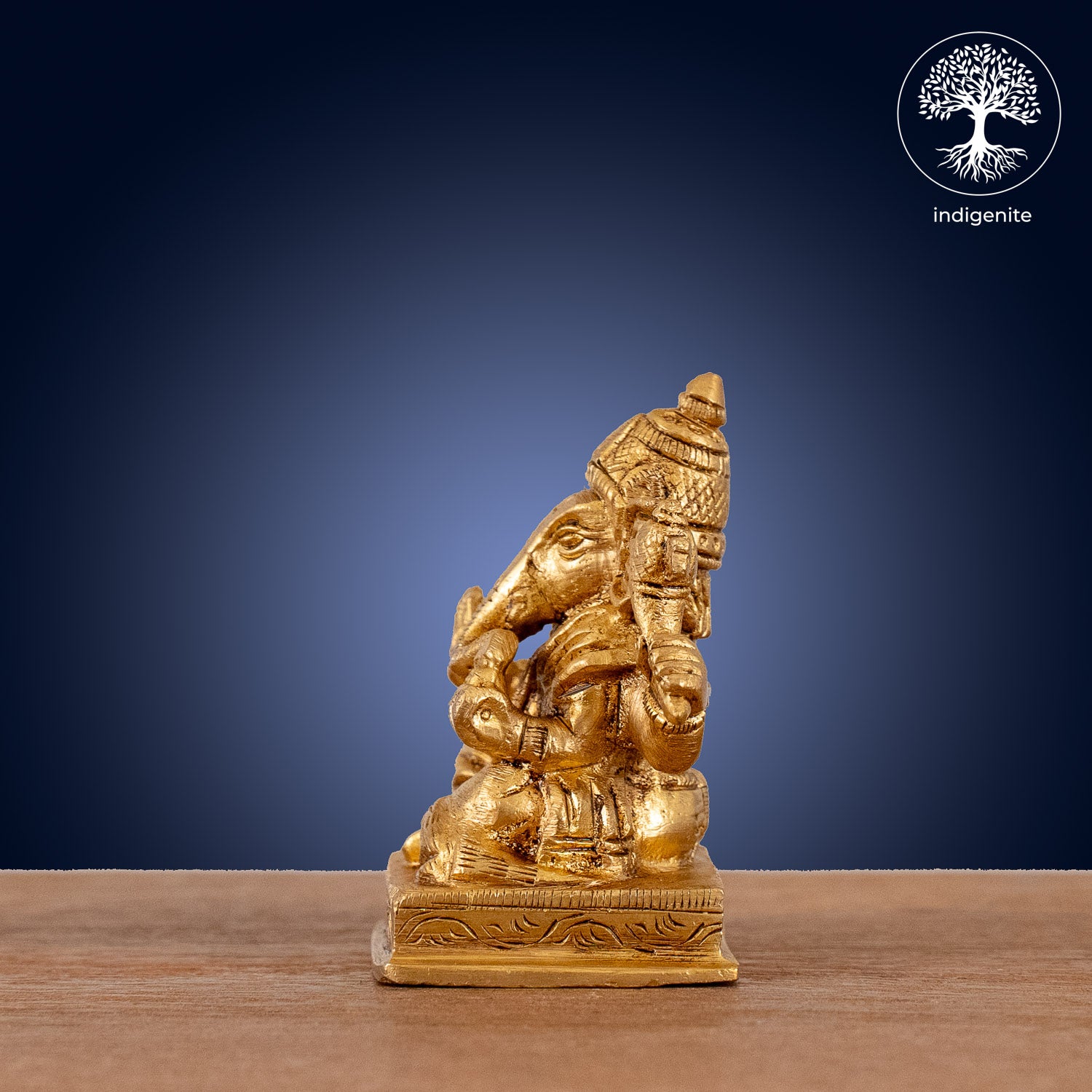 Lord Ganesh with Base - Brass Statue