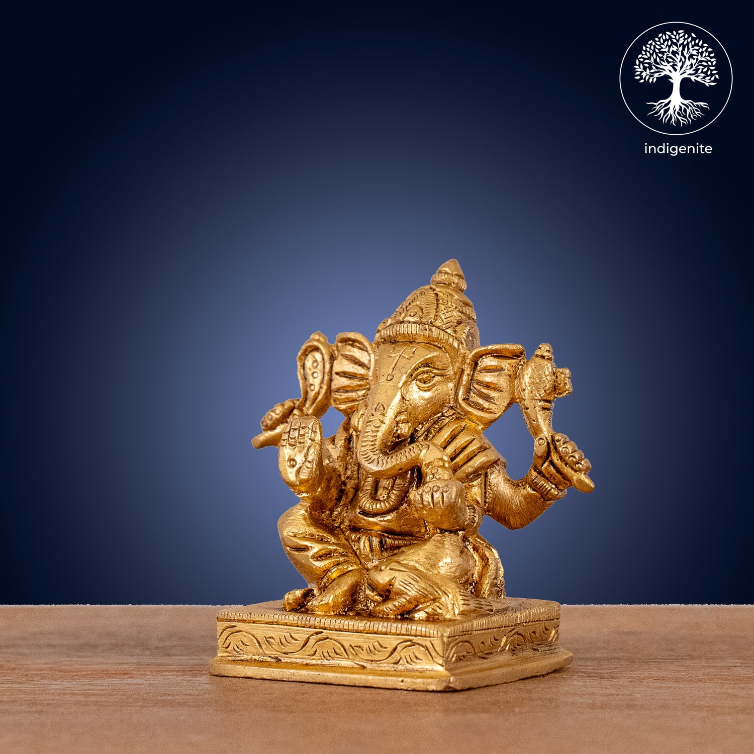 Lord Ganesh with Base - Brass Statue