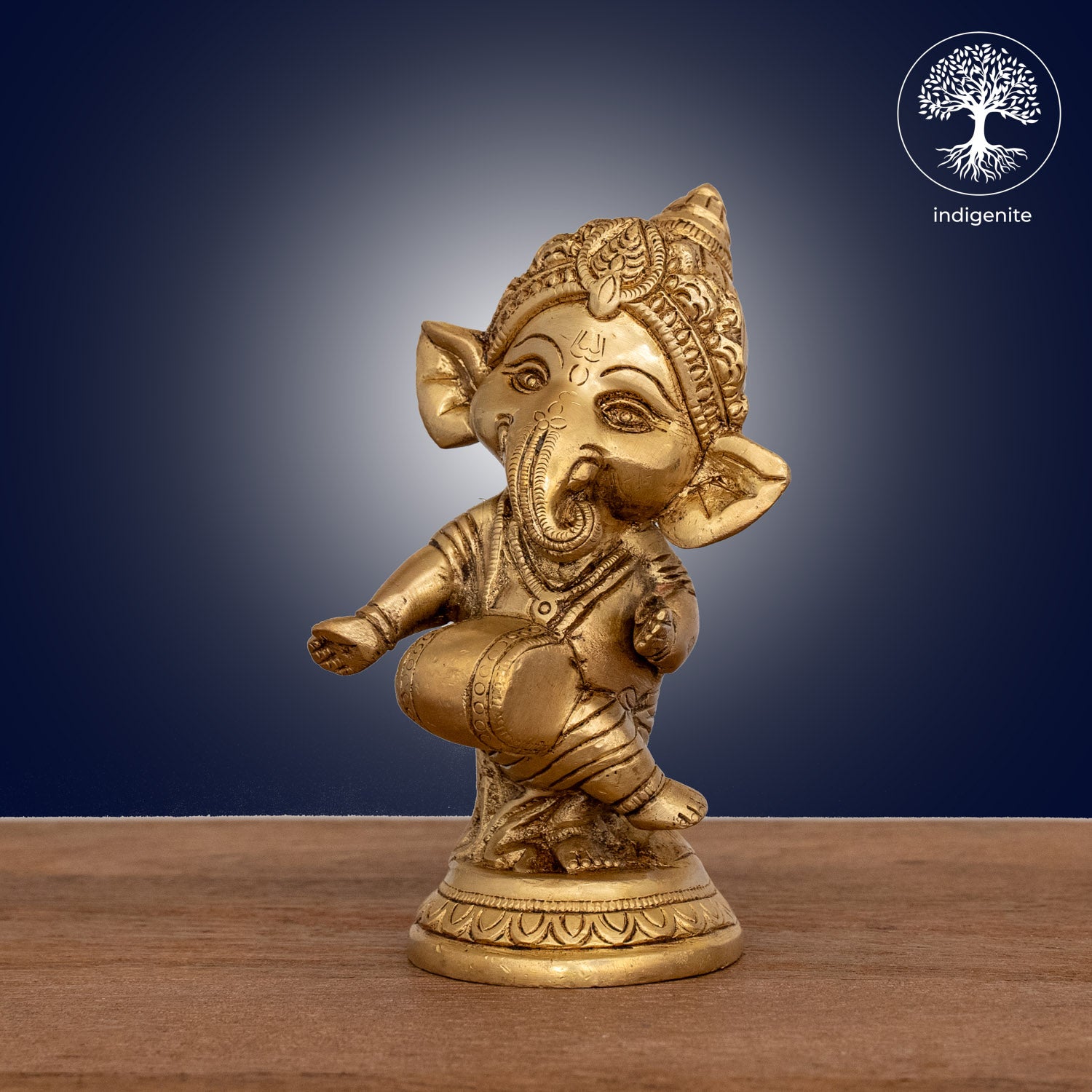 Lord Ganesh with Dholak - Brass Statue