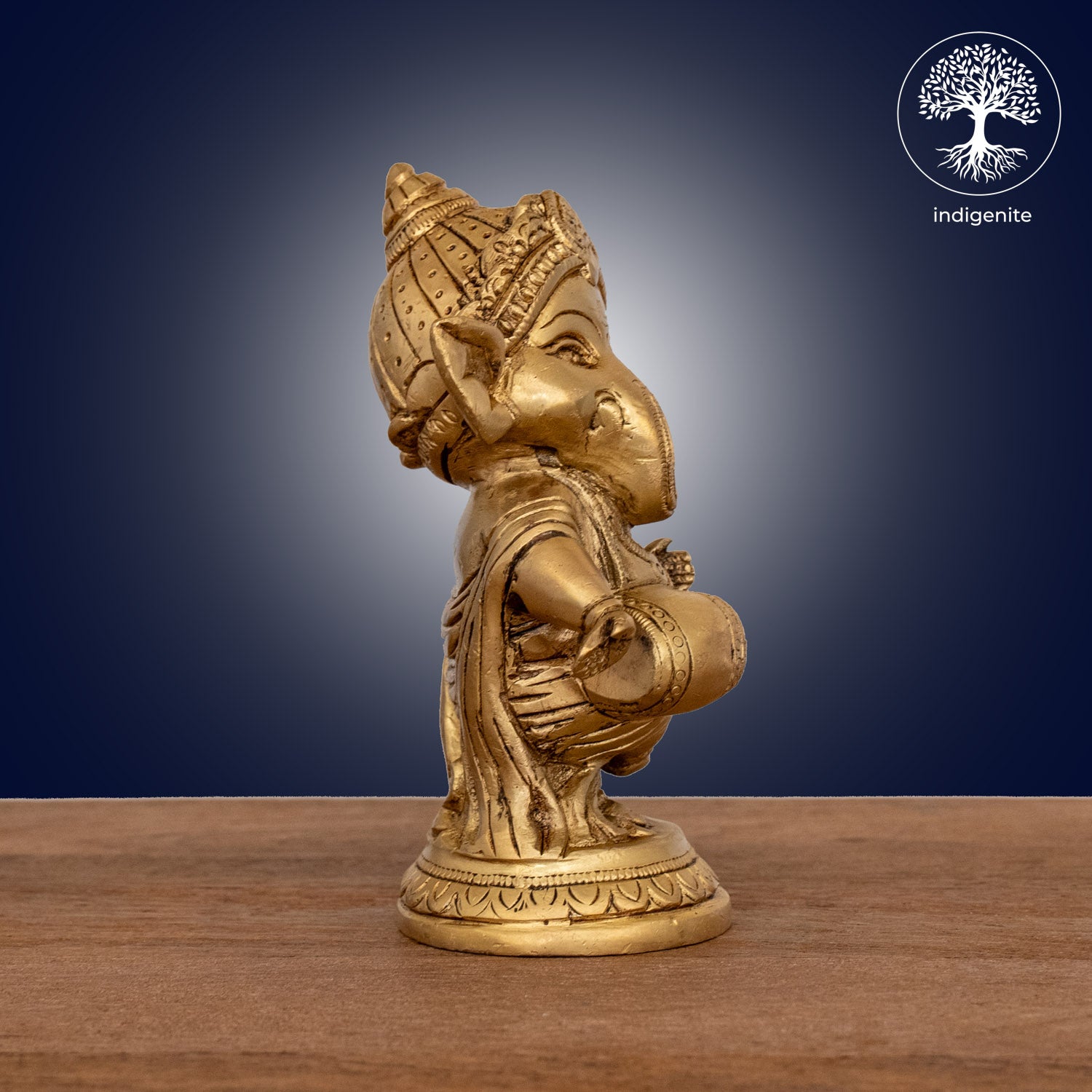 Lord Ganesh with Dholak - Brass Statue