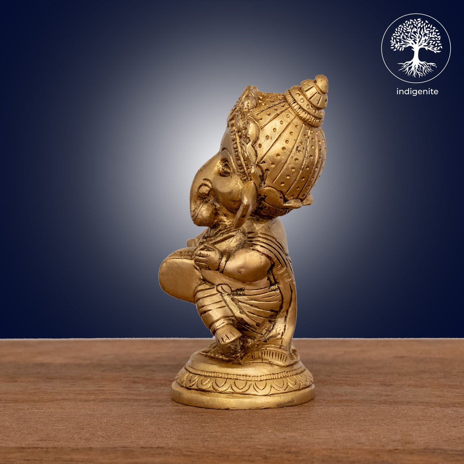 Lord Ganesh with Dholak - Brass Statue