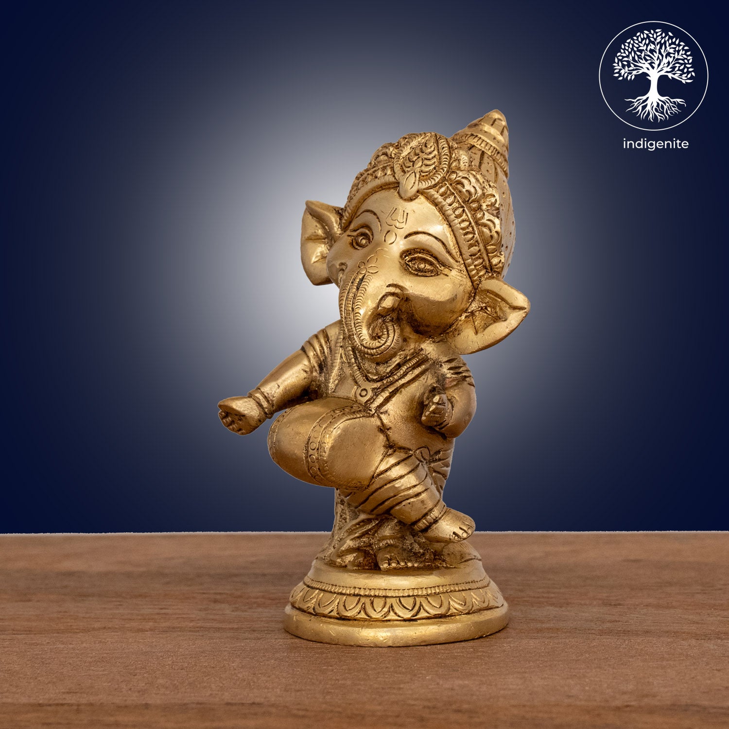 Lord Ganesh with Dholak - Brass Statue