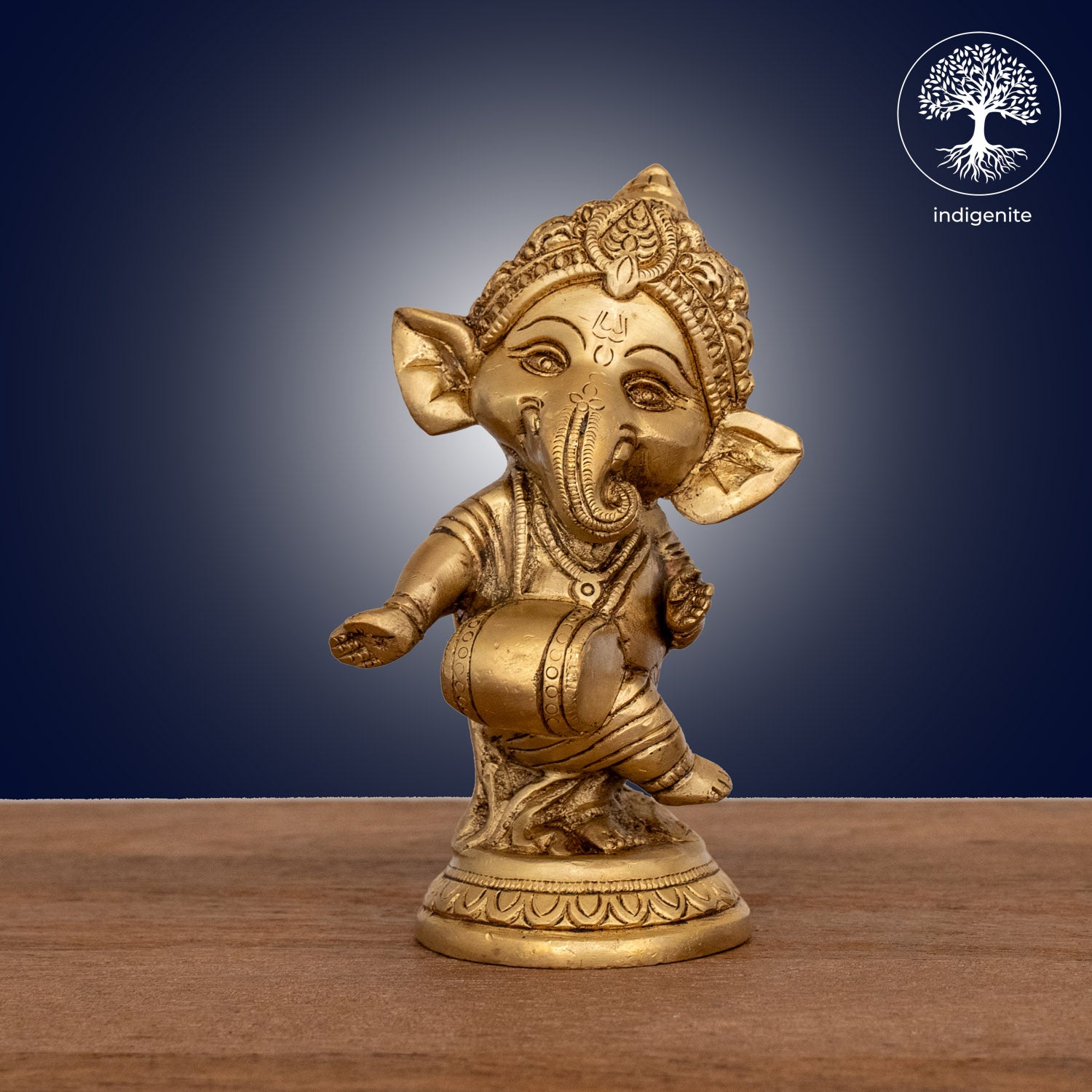 Lord Ganesh with Dholak - Brass Statue